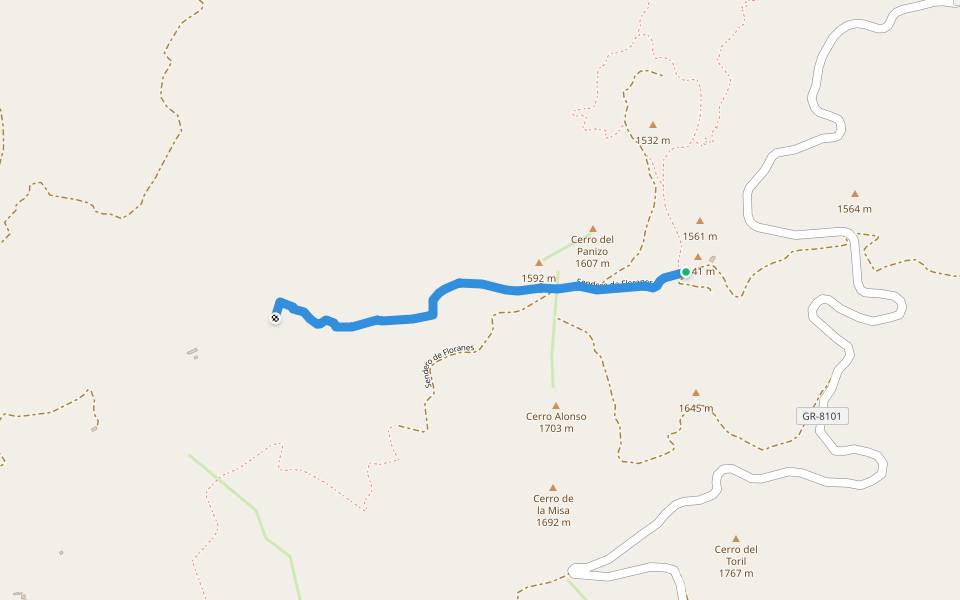 Floranes - Cortijo del Tío Capote walking route map in Baza