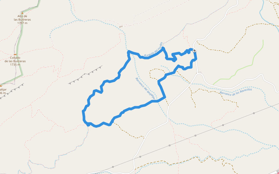Las Mimbres walking route map in Huétor Santillán