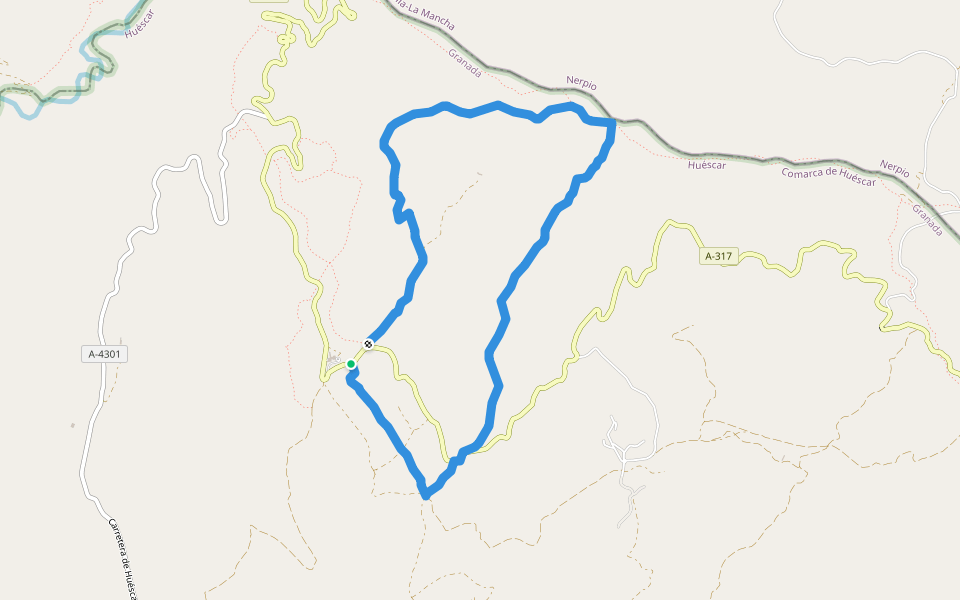 Loma Gandía walking route map in Huéscar