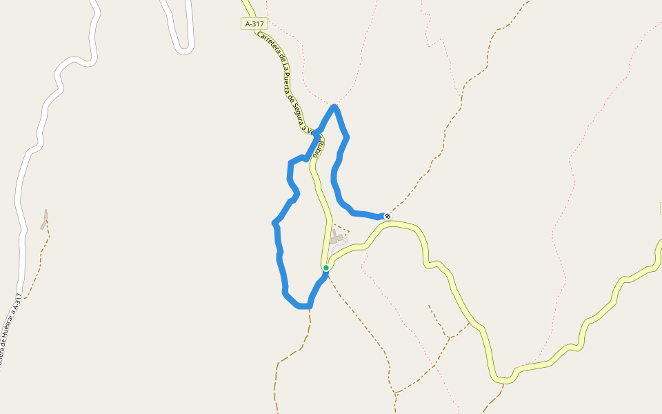 Mirador del Churrascón walking route map in Huéscar