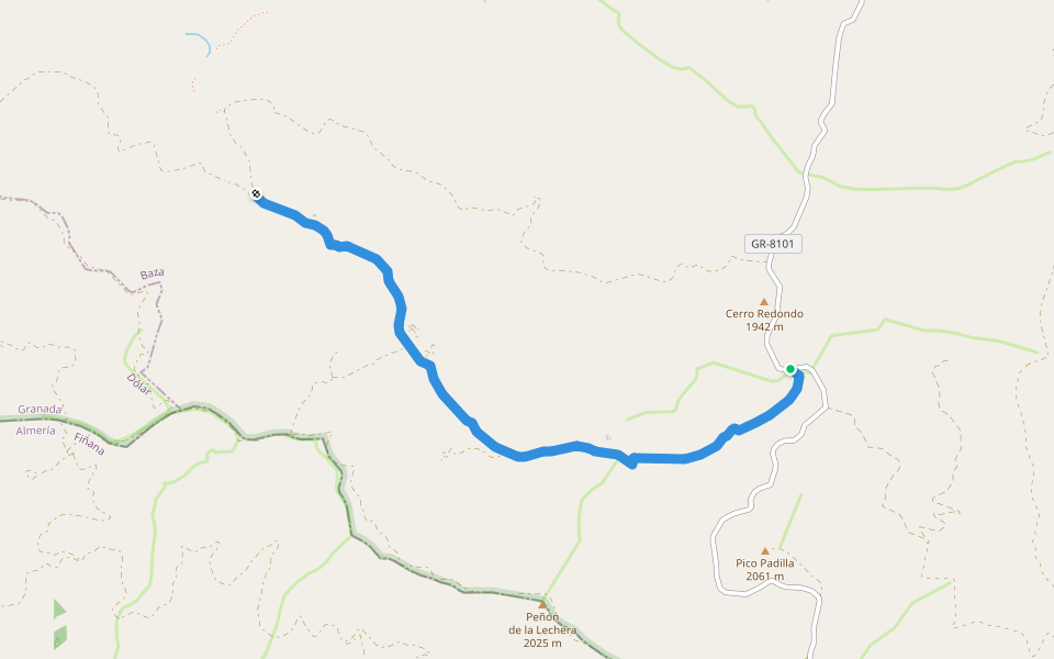 Álamos Centenarios walking route map in Baza