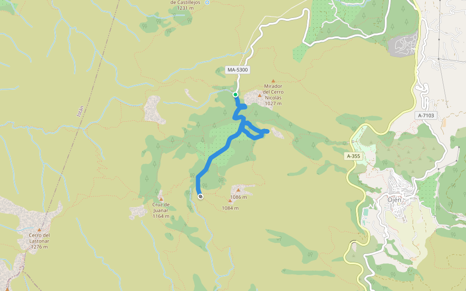 El Juanar - Puerto Marbella walking route map in Ojén