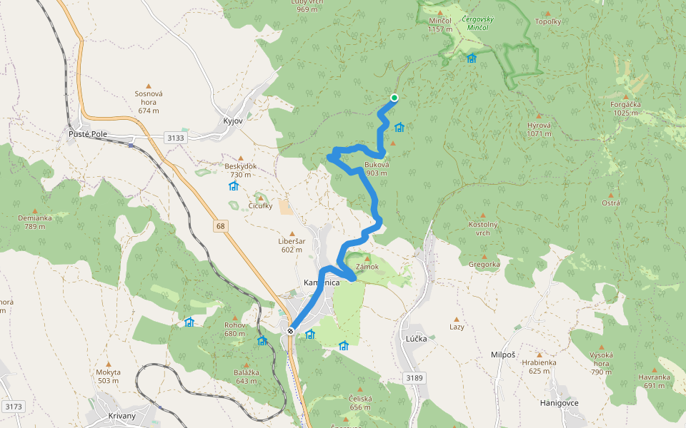 Chodník na Bukovú walking route map in Kamenica