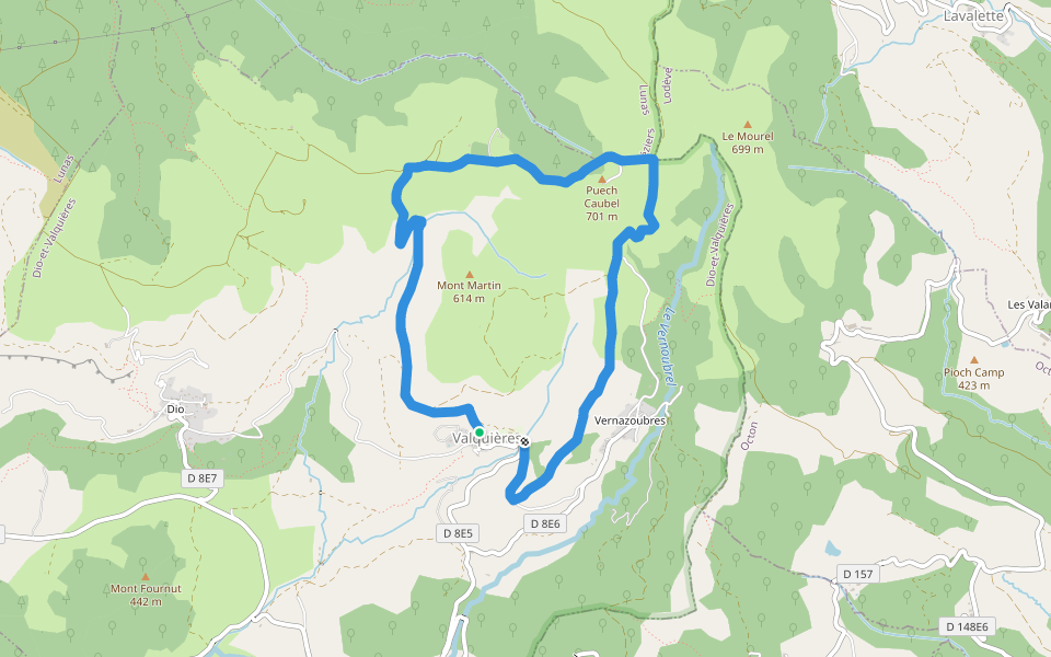 Mont-Martin walking route map in Dio-et-Valquières