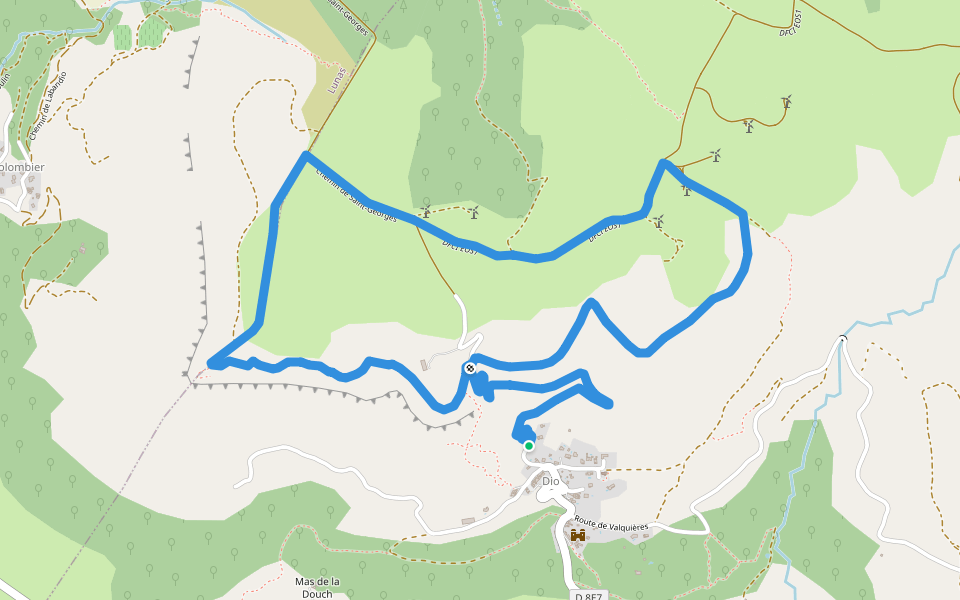 Les crètes de Dio walking route map in Dio-et-Valquières