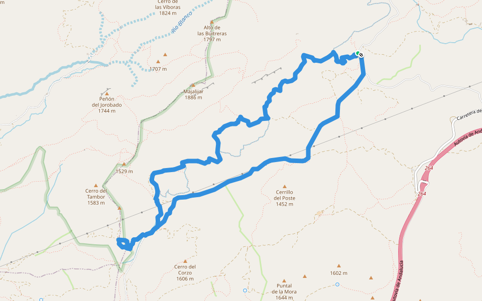 Trincheras del Cerro Tamboril walking route map in Huétor Santillán