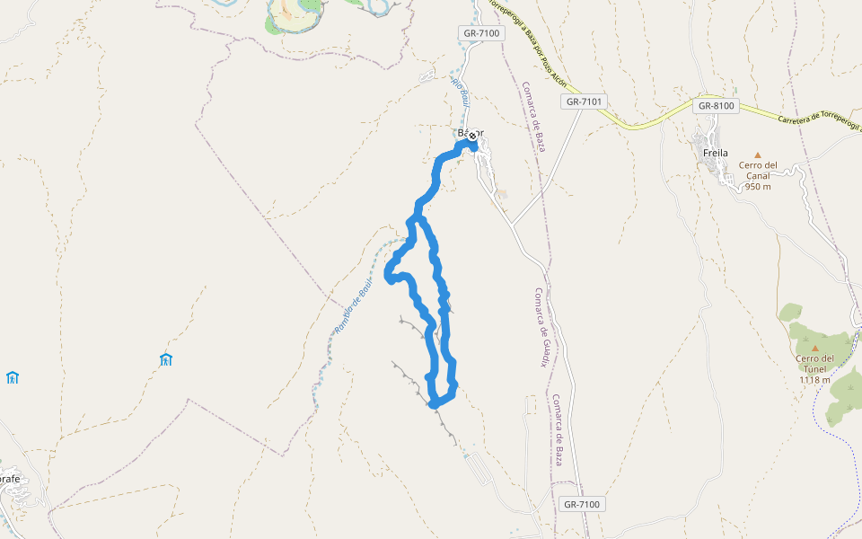 Monte Pajarillo y Vereda Trancamulas walking route map in Bácor