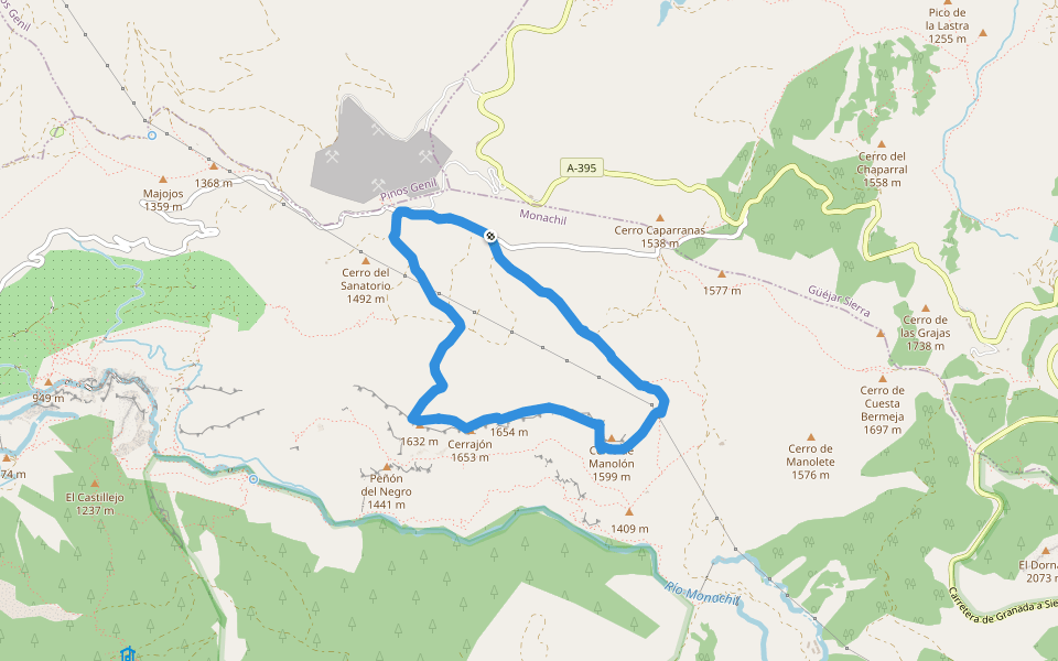 El Cerrajón walking route map in Monachil