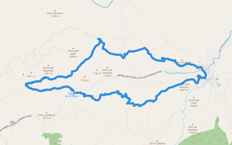 Ruta del Gualite por Carrascal y Haza de la Cabaña walking route map in La Peza