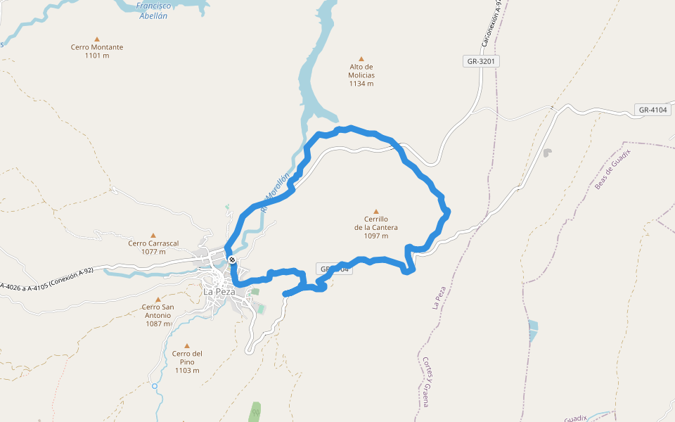 Tajo Burraco walking route map in La Peza