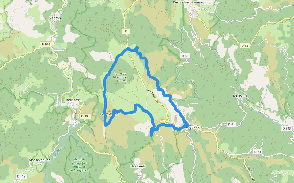 Bézuc walking route map in Le Pompidou