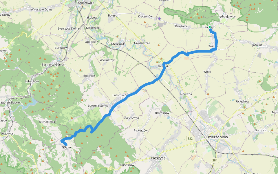 Kiełczyn - Glinno walking route map in Kiełczyn