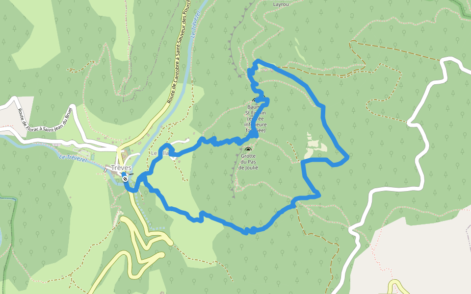 Canayère walking route map in Trèves