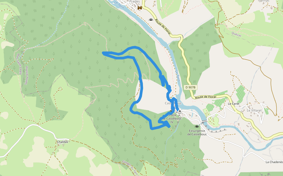 Castelbouc walking route map in Cazilhac