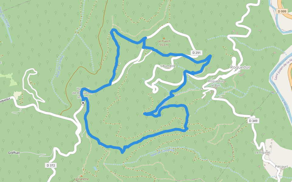 Chapelle de la Clastre walking route map in Roquedur