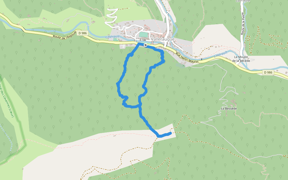 Col d'Elze walking route map in Val-d'Aigoual