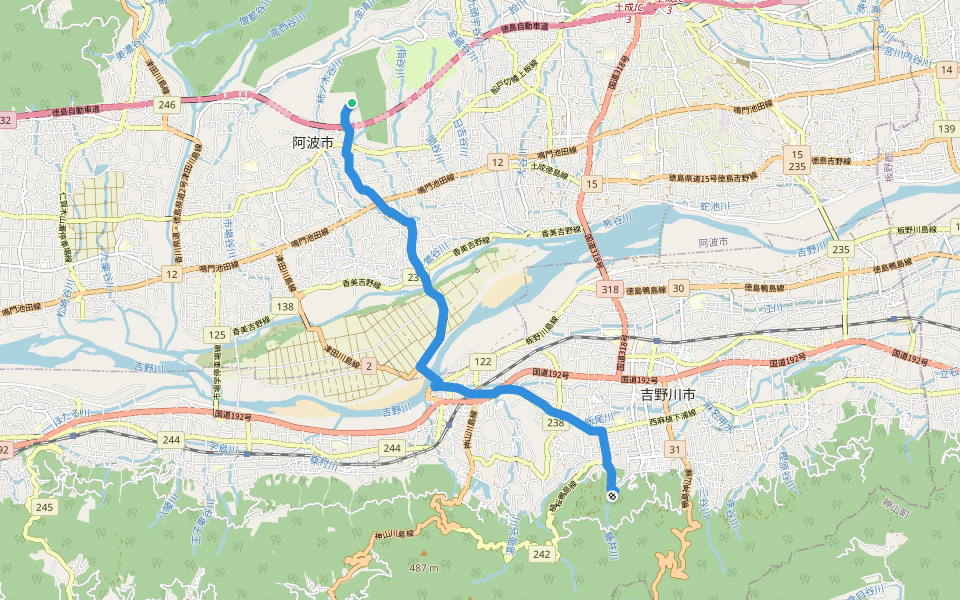 四国遍路 10番札所切幡寺~11番札所藤井寺 walking route map in Awa