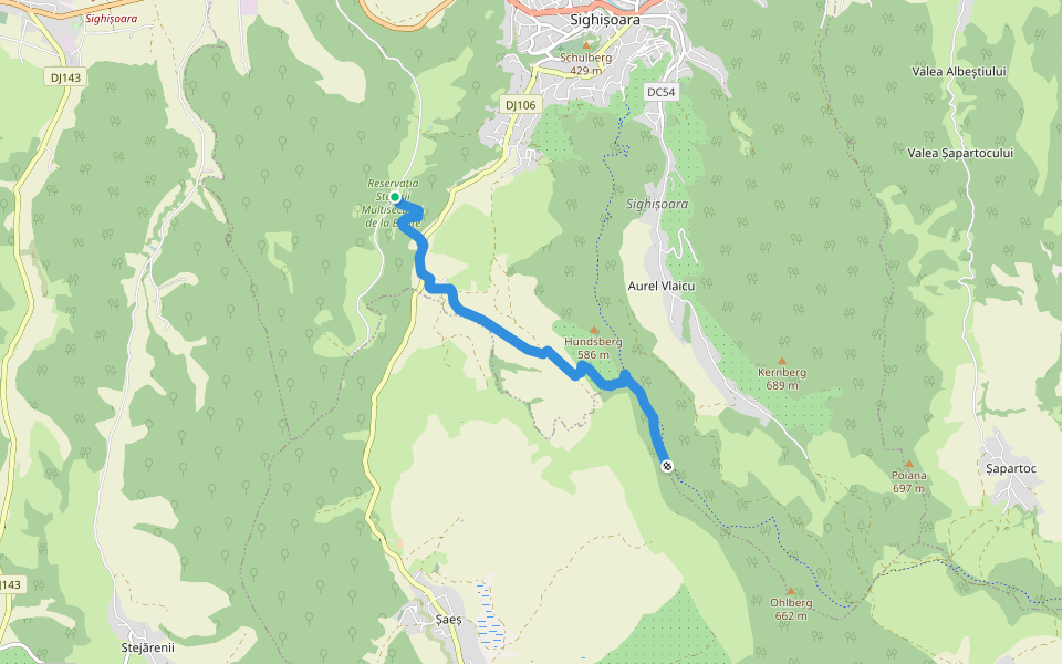 Breite - Angofa - Vulcan walking route map in Sighișoara