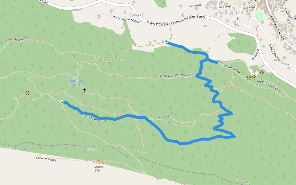 Sgurgola-Pozzo San Leonardo-CAI721 walking route map in Sgurgola