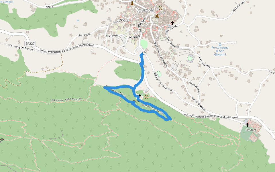Anello di San Nicola walking route map in Sgurgola