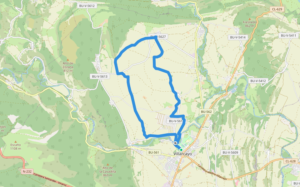 PRC-BU 227 Llanos de Castilla la Vieja walking route map in Villarcayo