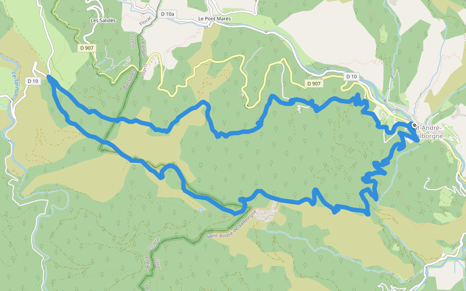 Col de Salidès par Saint-André de Valborgne walking route map in Saint-André-de-Valborgne