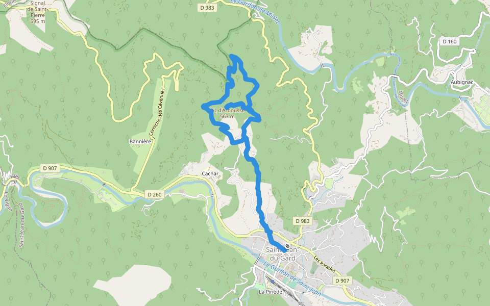 D'un Gardon à l'autre walking route map in Saint-Jean-du-Gard