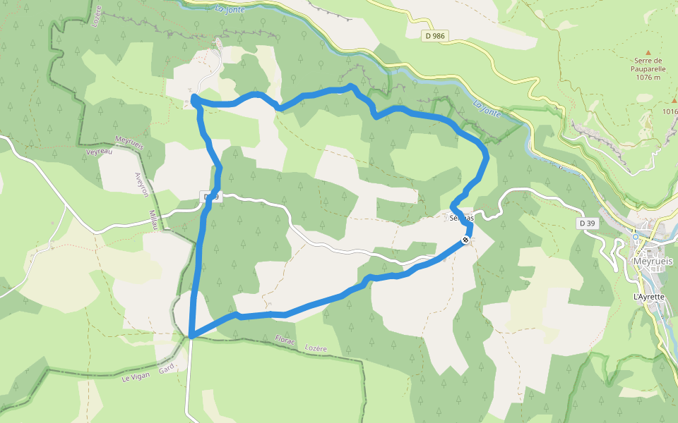 Dargilan walking route map in Meyrueis