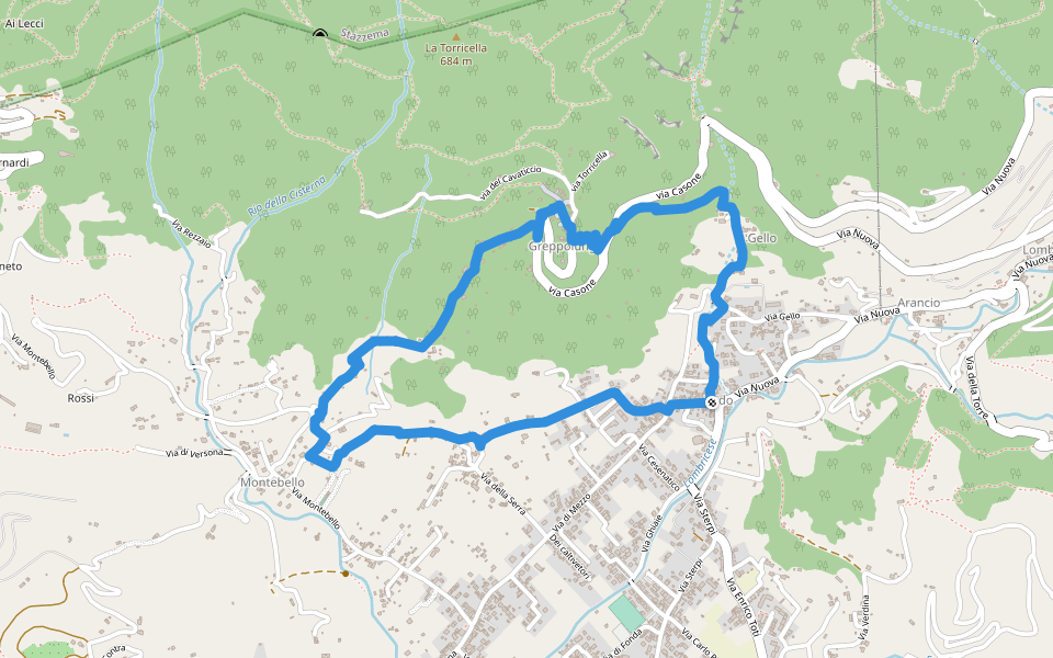 ANELLO 4 - VADO - GREPPOLUNGO - MONTEBELLO - VADO walking route map in Camaiore
