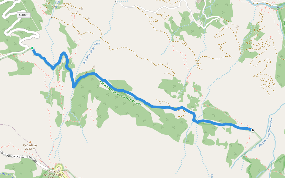 Peña del Perro walking route map in Güejar Sierra