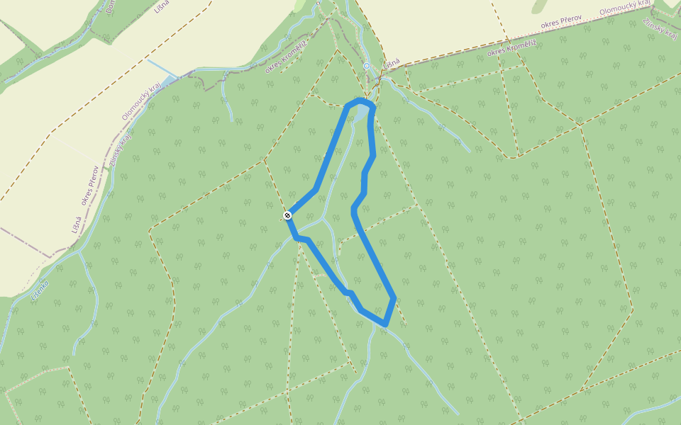 Zajímavosti Kosteleckého lesa walking route map in Líšná