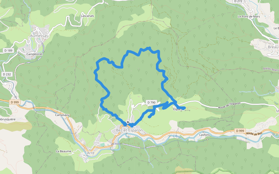 Du Bosc au valat de Merlason walking route map in Bez-et-Esparon