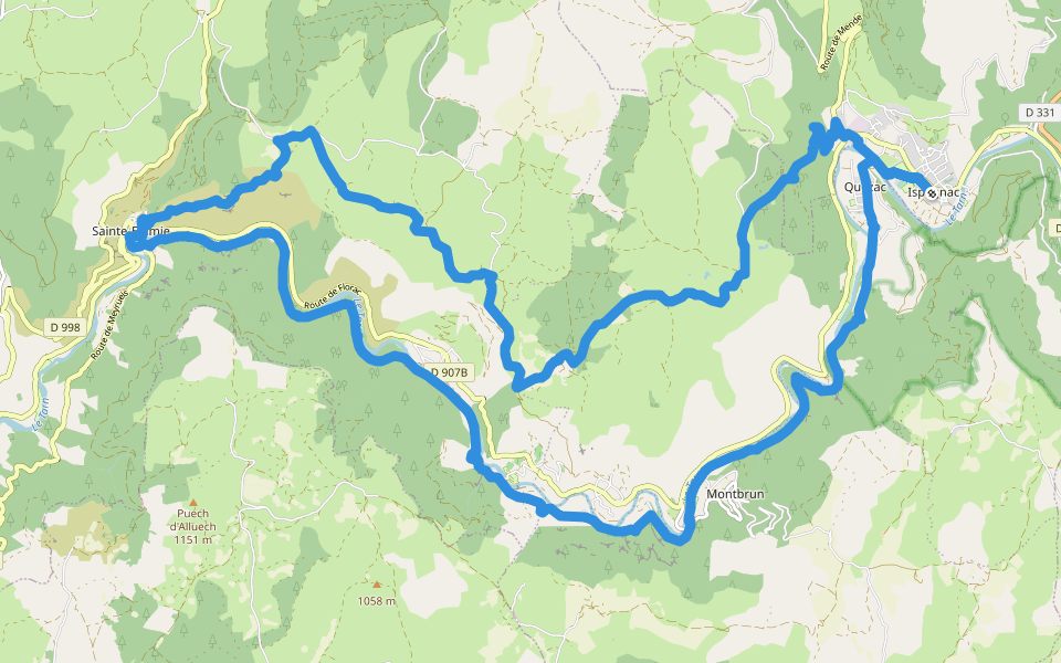 Du haut Tarn à la cité médiévale walking route map in Ispagnac