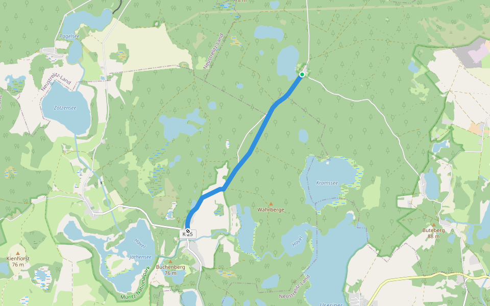 Schwarzes Wildschwein Blankenförde walking route map in Neustrelitz