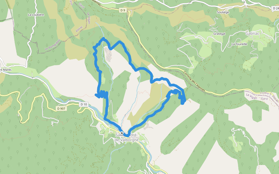 L'Escale walking route map in Saint-André-de-Valborgne