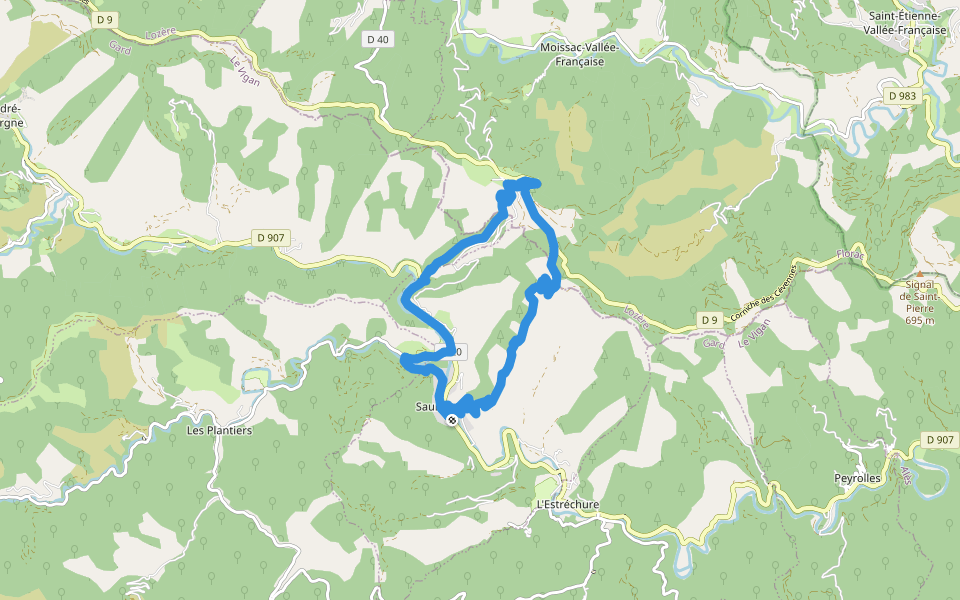 L'Exil walking route map in Saumane