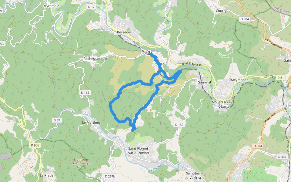La chapelle Lachamp walking route map in Robiac-Rochessadoule
