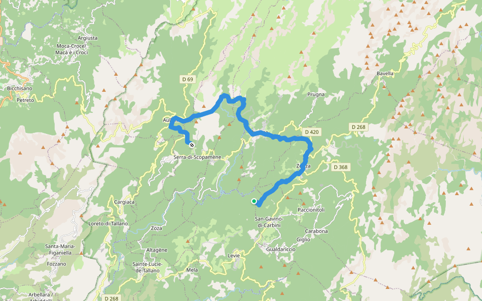 Mare à Mare Sud Variante walking route map in Levie