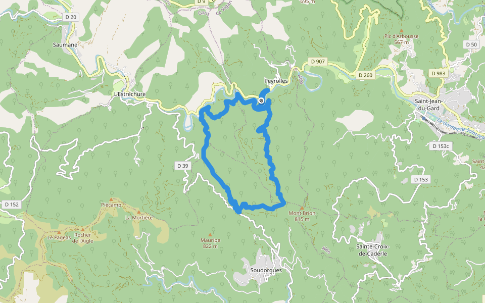 La Diligence walking route map in Peyrolles