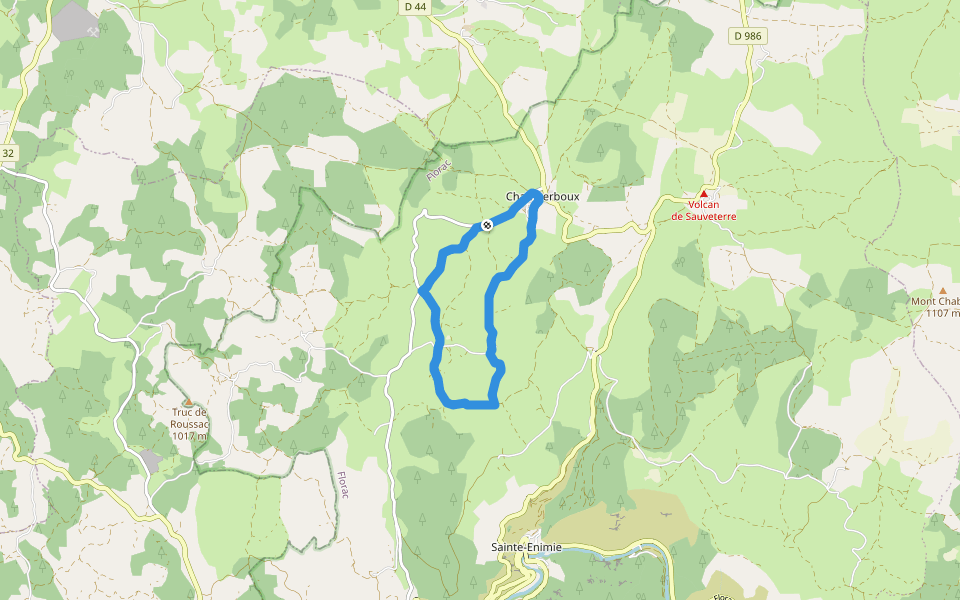 La ferme de Pessades walking route map in Gorges du Tarn Causses