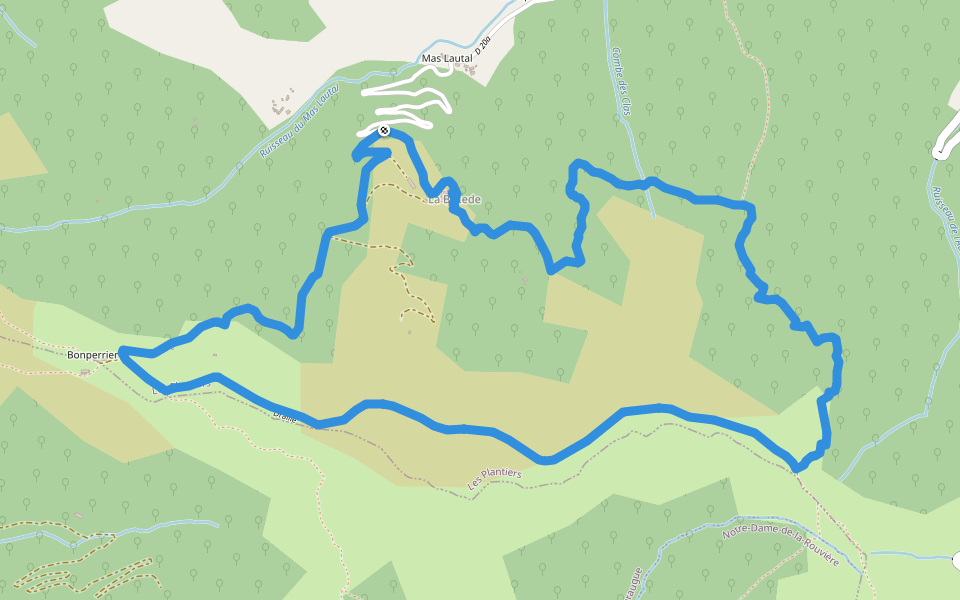 La Palombe walking route map in Les Plantiers