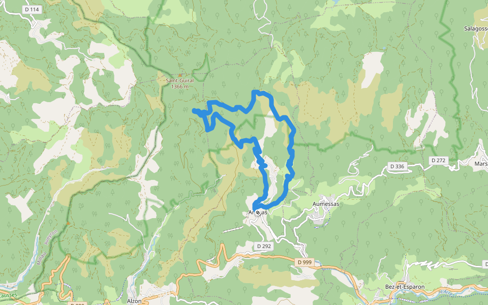 La Trescoulade walking route map in Arrigas