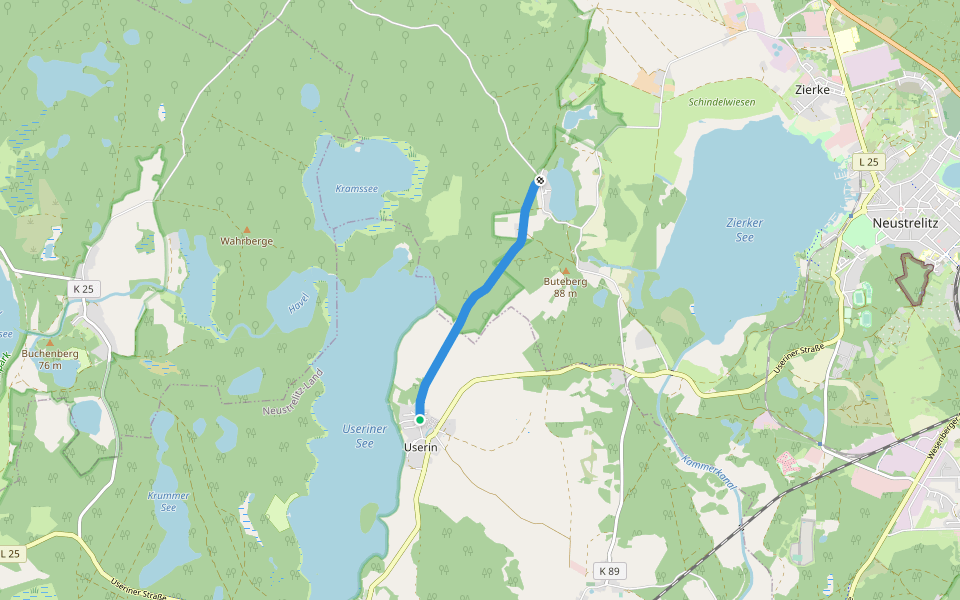 Lila Pilz Userin walking route map in Userin