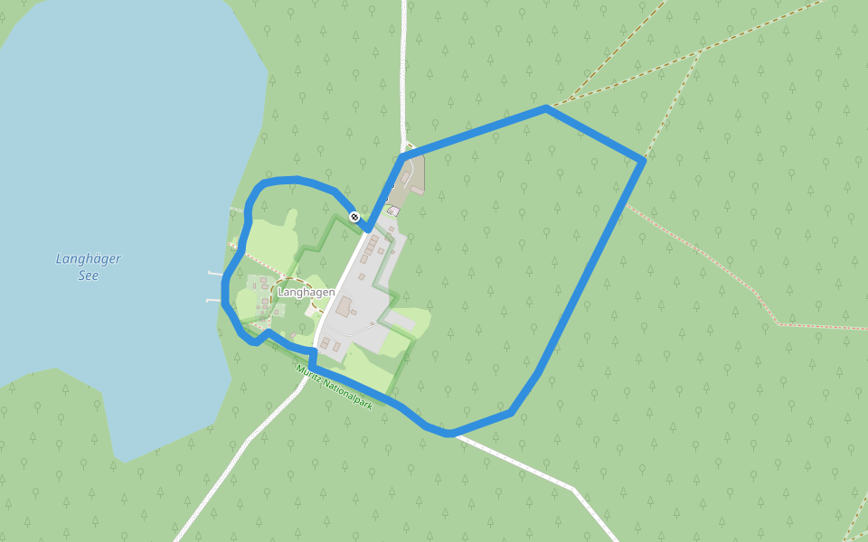 Grüner Baum Langhagen walking route map in Neustrelitz