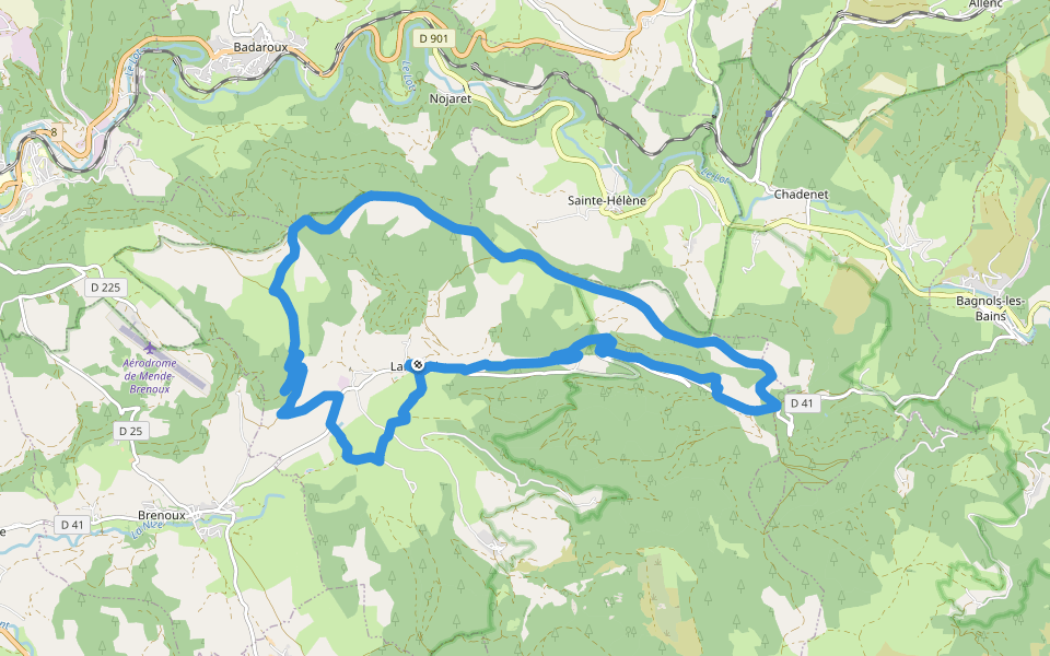 Lanuéjols walking route map in Lanuéjols