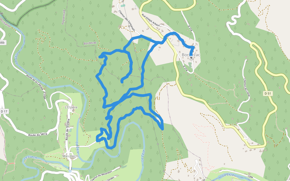 Le Chambonnet walking route map in Bordezac