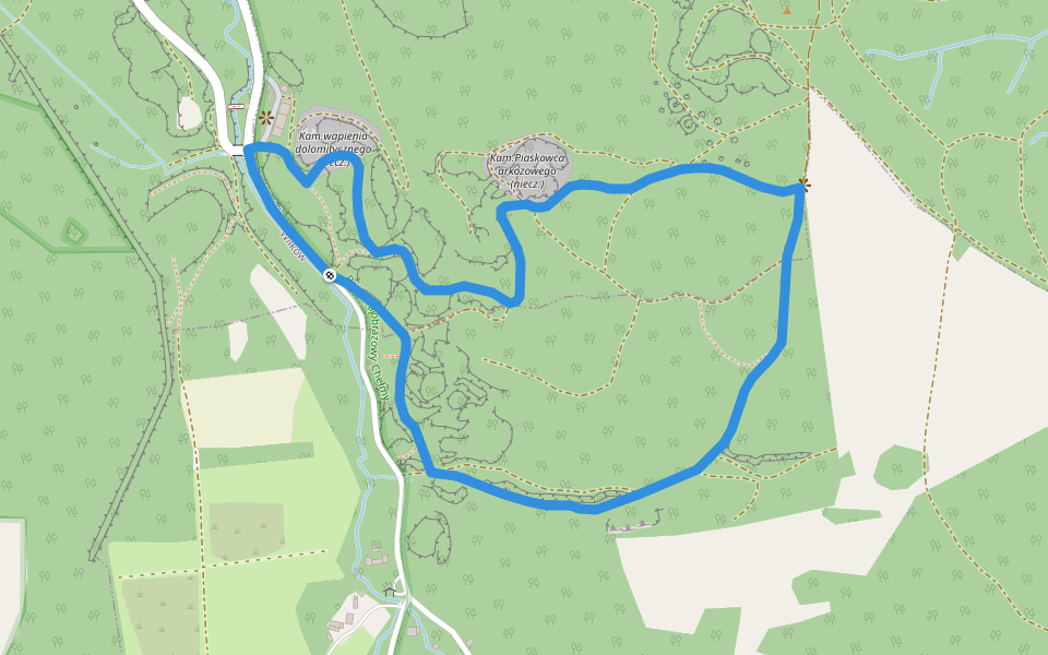 Ścieżka dydaktyczna "Synklina Leszczyny" walking route map in Leszczyna
