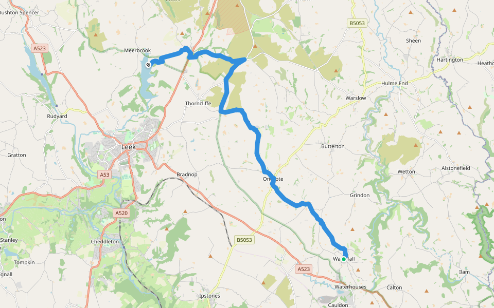 Peak District Boundary Walk Stage 16 walking route map in Townend