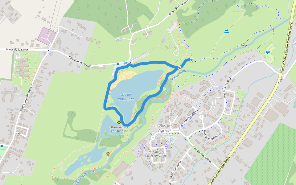 Boucle du Lac walking route map in Bergerac