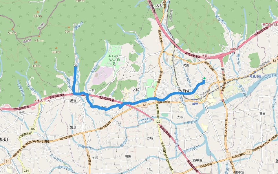 四国遍路 3番札所金泉寺~4番札所大日寺 walking route map in Itano